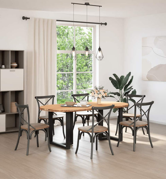 Esstisch Hellbraun 200x100x74 cm Massivholz Eiche Oval