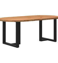 Esstisch Hellbraun 200x100x74 cm Massivholz Eiche Oval