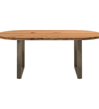 Esstisch Hellbraun 200x100x74 cm Massivholz Eiche Oval