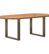 Esstisch Hellbraun 200x100x74 cm Massivholz Eiche Oval