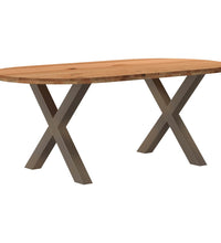Esstisch Hellbraun 200x100x74 cm Massivholz Eiche Oval