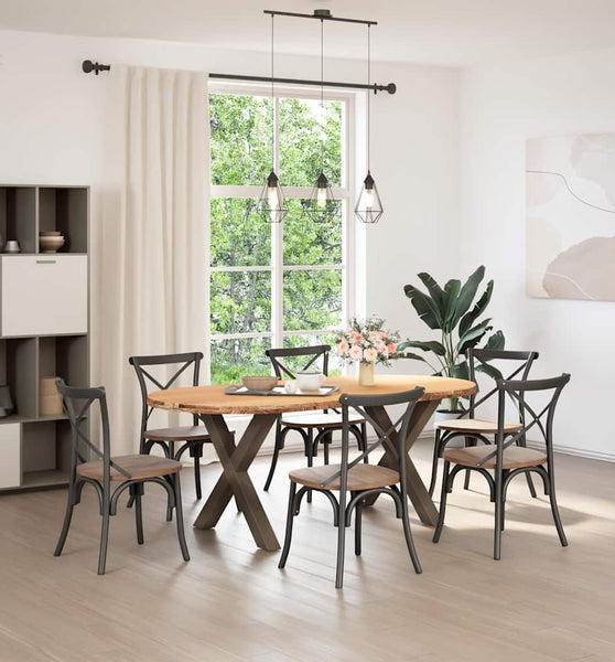 Esstisch Hellbraun 200x100x74 cm Massivholz Eiche Oval