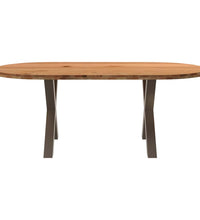 Esstisch Hellbraun 200x100x74 cm Massivholz Eiche Oval