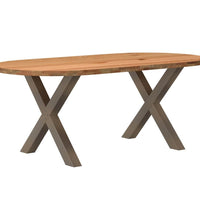 Esstisch Hellbraun 200x100x74 cm Massivholz Eiche Oval