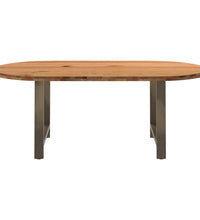 Esstisch Hellbraun 200x100x74 cm Massivholz Eiche Oval
