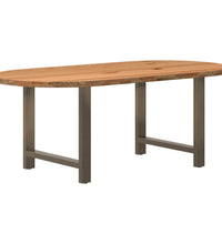 Esstisch Hellbraun 200x100x74 cm Massivholz Eiche Oval