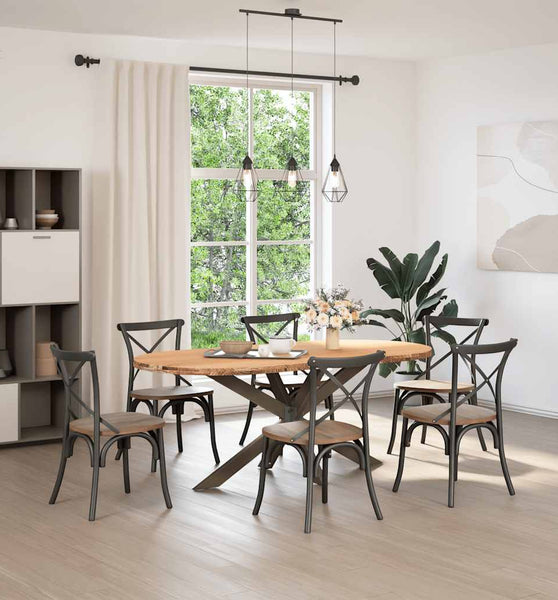 Esstisch Hellbraun 200x100x74 cm Massivholz Eiche Oval