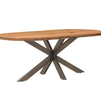 Esstisch Hellbraun 200x100x74 cm Massivholz Eiche Oval
