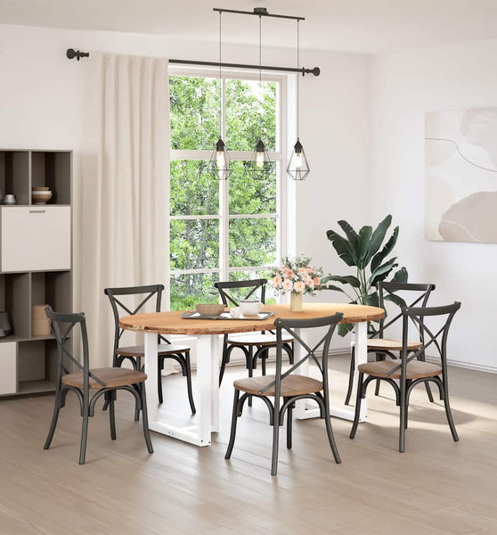 Esstisch Hellbraun 200x100x74 cm Massivholz Eiche Oval