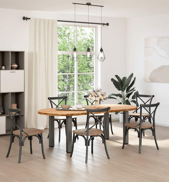 Esstisch Hellbraun 220x100x74 cm Massivholz Eiche Oval