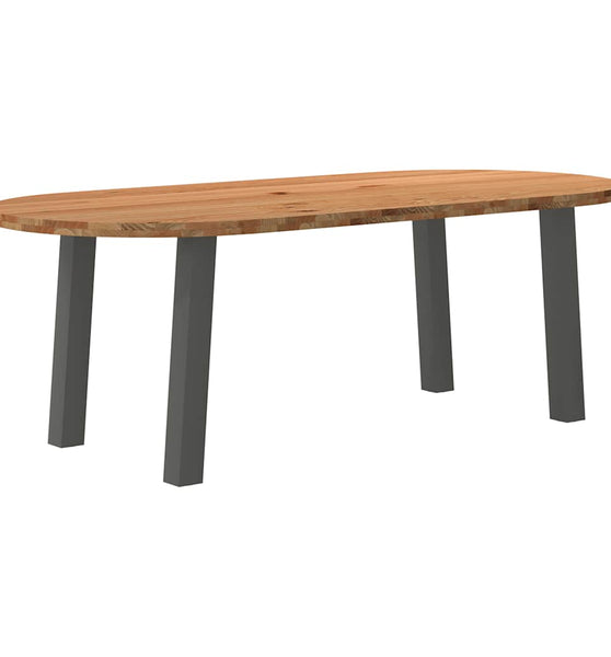 Esstisch Hellbraun 220x100x74 cm Massivholz Eiche Oval