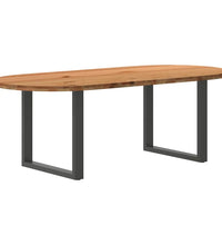 Esstisch Hellbraun 220x100x74 cm Massivholz Eiche Oval