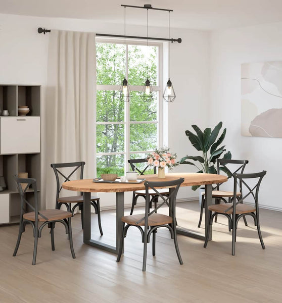 Esstisch Hellbraun 220x100x74 cm Massivholz Eiche Oval