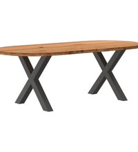 Esstisch Hellbraun 220x100x74 cm Massivholz Eiche Oval