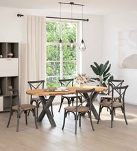 Esstisch Hellbraun 220x100x74 cm Massivholz Eiche Oval