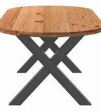 Esstisch Hellbraun 220x100x74 cm Massivholz Eiche Oval