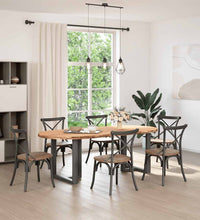 Esstisch Hellbraun 220x100x74 cm Massivholz Eiche Oval