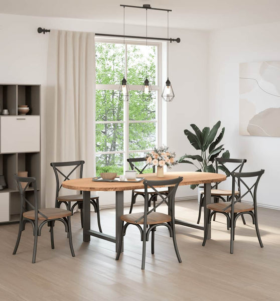 Esstisch Hellbraun 220x100x74 cm Massivholz Eiche Oval