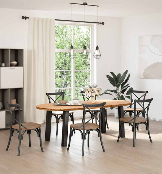 Esstisch Hellbraun 220x100x74 cm Massivholz Eiche Oval