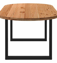 Esstisch Hellbraun 220x100x74 cm Massivholz Eiche Oval