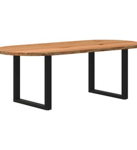 Esstisch Hellbraun 220x100x74 cm Massivholz Eiche Oval