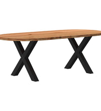 Esstisch Hellbraun 220x100x74 cm Massivholz Eiche Oval