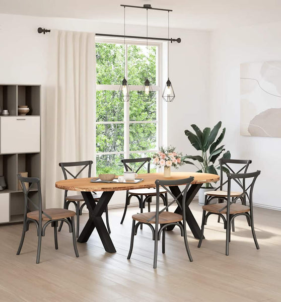 Esstisch Hellbraun 220x100x74 cm Massivholz Eiche Oval