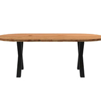 Esstisch Hellbraun 220x100x74 cm Massivholz Eiche Oval