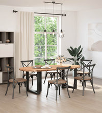 Esstisch Hellbraun 220x100x74 cm Massivholz Eiche Oval