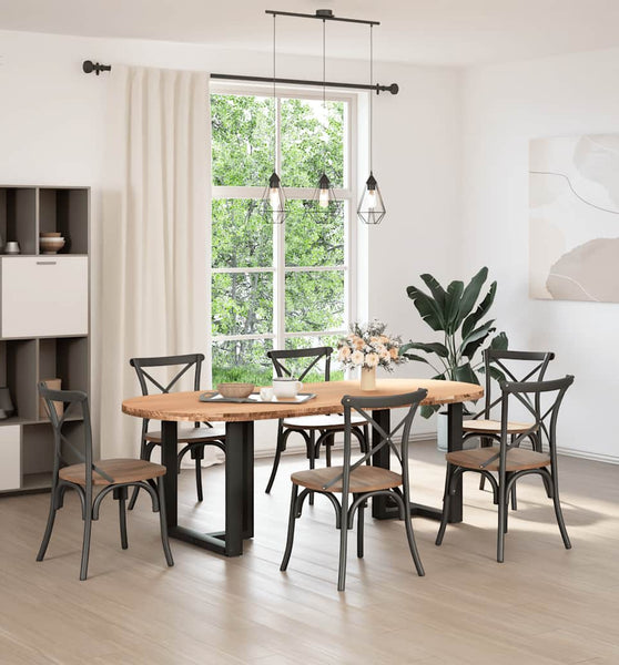 Esstisch Hellbraun 220x100x74 cm Massivholz Eiche Oval