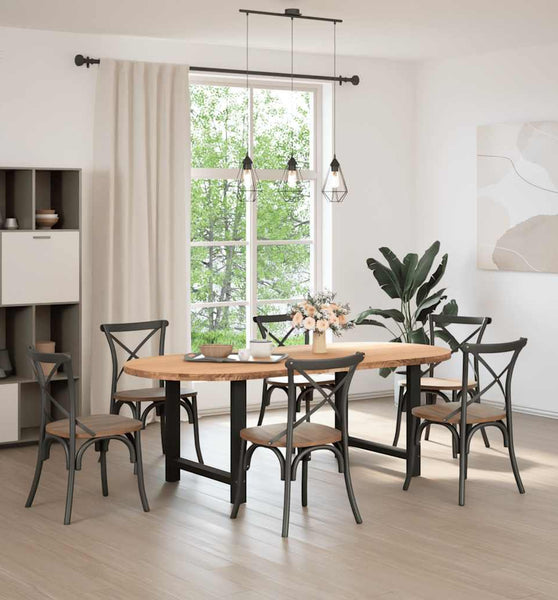 Esstisch Hellbraun 220x100x74 cm Massivholz Eiche Oval