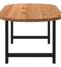 Esstisch Hellbraun 220x100x74 cm Massivholz Eiche Oval