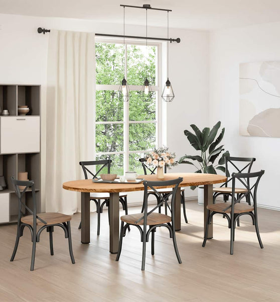 Esstisch Hellbraun 220x100x74 cm Massivholz Eiche Oval