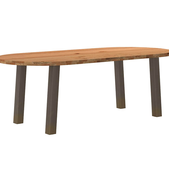 Esstisch Hellbraun 220x100x74 cm Massivholz Eiche Oval