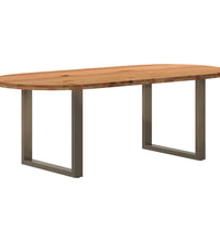 Esstisch Hellbraun 220x100x74 cm Massivholz Eiche Oval