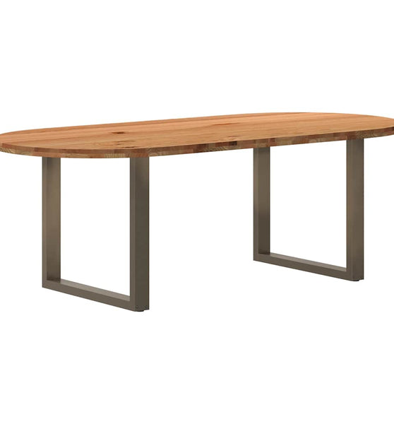 Esstisch Hellbraun 220x100x74 cm Massivholz Eiche Oval