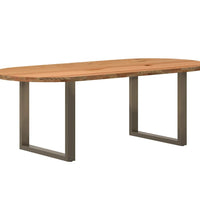 Esstisch Hellbraun 220x100x74 cm Massivholz Eiche Oval