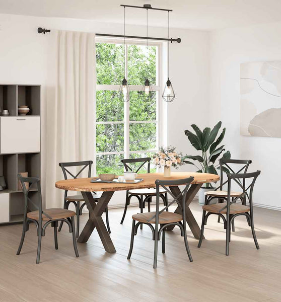 Esstisch Hellbraun 220x100x74 cm Massivholz Eiche Oval