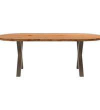 Esstisch Hellbraun 220x100x74 cm Massivholz Eiche Oval