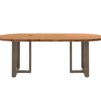 Esstisch Hellbraun 220x100x74 cm Massivholz Eiche Oval