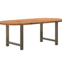 Esstisch Hellbraun 220x100x74 cm Massivholz Eiche Oval