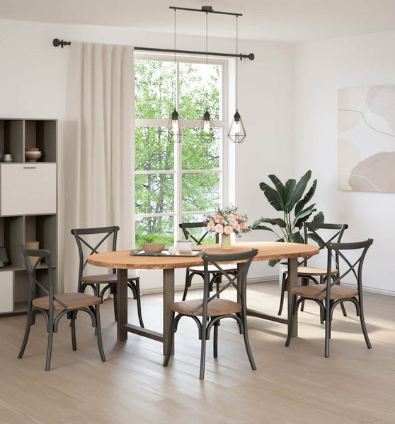 Esstisch Hellbraun 220x100x74 cm Massivholz Eiche Oval