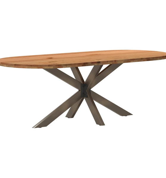 Esstisch Hellbraun 220x100x74 cm Massivholz Eiche Oval