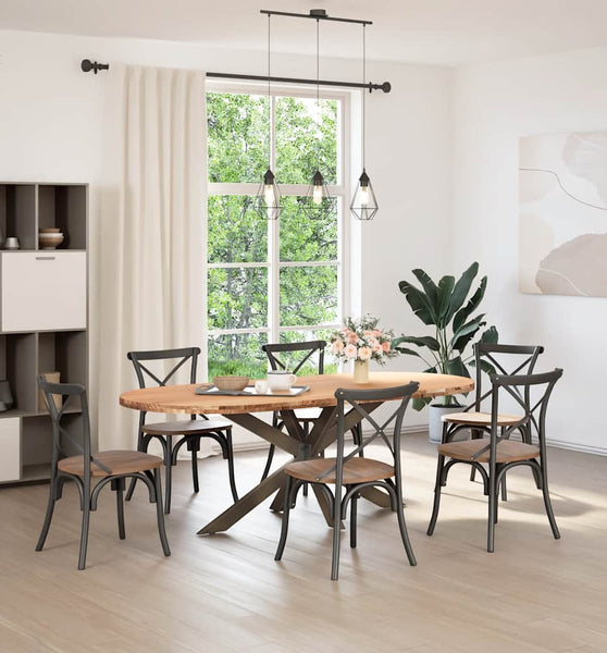Esstisch Hellbraun 220x100x74 cm Massivholz Eiche Oval