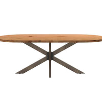 Esstisch Hellbraun 220x100x74 cm Massivholz Eiche Oval
