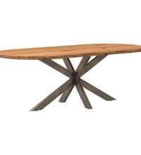 Esstisch Hellbraun 220x100x74 cm Massivholz Eiche Oval