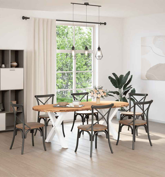 Esstisch Hellbraun 220x100x74 cm Massivholz Eiche Oval