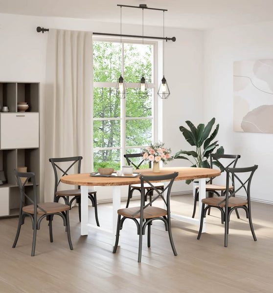 Esstisch Hellbraun 220x100x74 cm Massivholz Eiche Oval