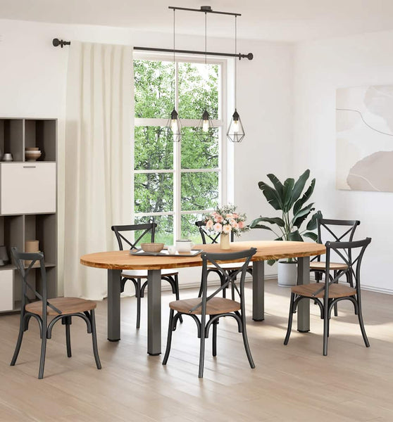 Esstisch Hellbraun 240x100x74 cm Massivholz Eiche Oval