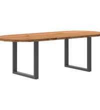 Esstisch Hellbraun 240x100x74 cm Massivholz Eiche Oval